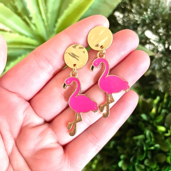 Flamingo Dangle Earrings - Picture 2 of 4